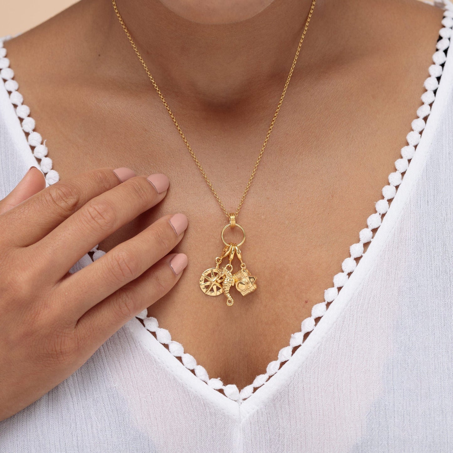 Gold Charm Capture Necklace