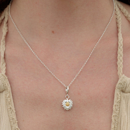 Silver Daisy Flower Charm on Necklace - Lily Charmed