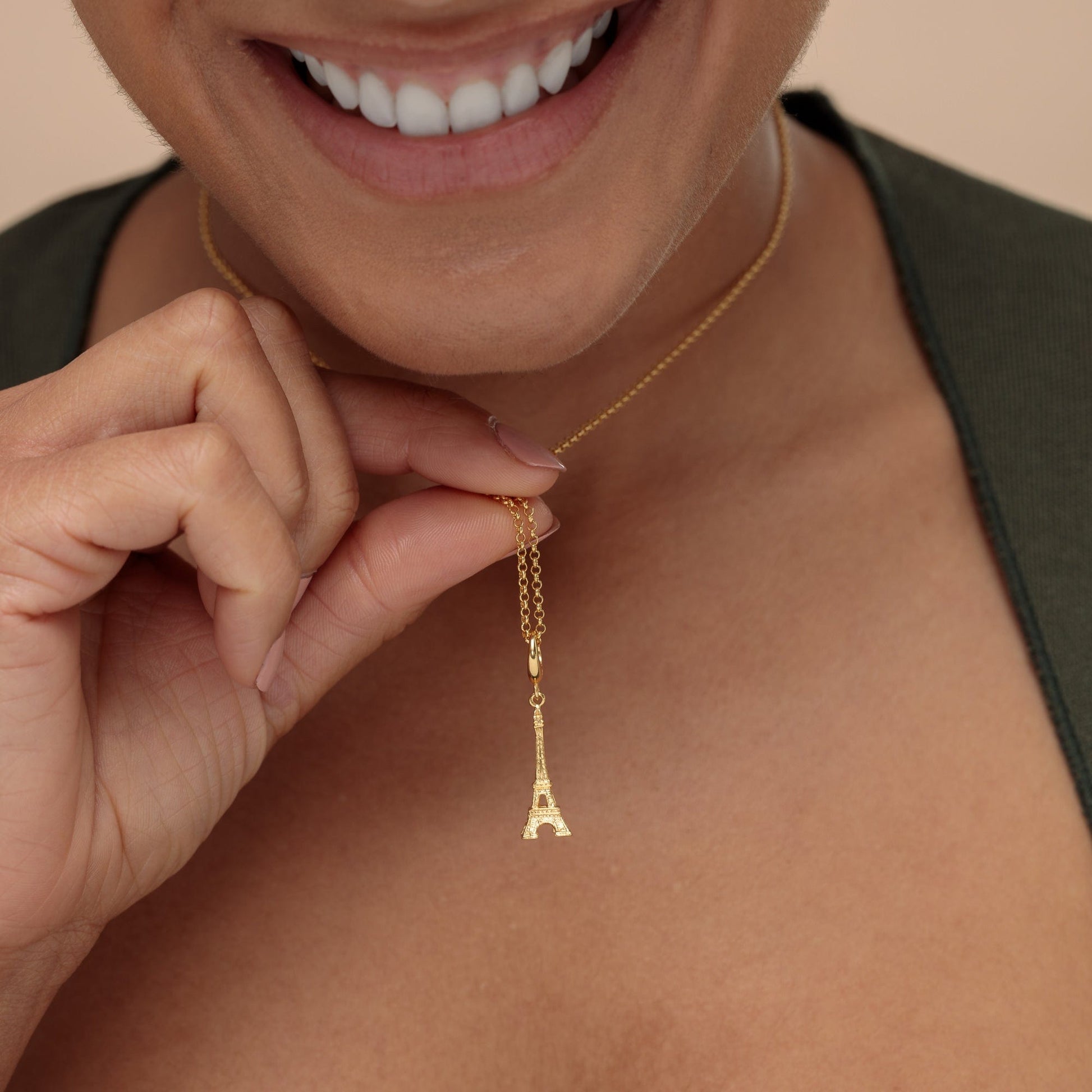 Gold Plated Eiffel Tower Charm on Necklace by Lily Charmed