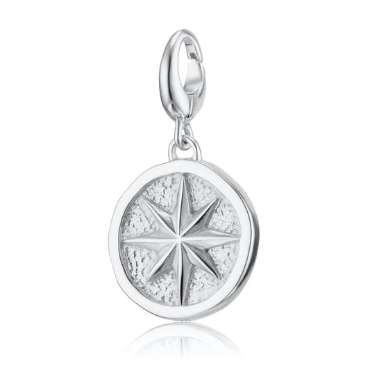 Engravable Silver North Star Disc Charm