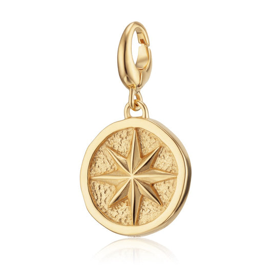 Engravable Gold Plated North Star Disc Charm