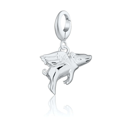 Silver Flying Pig Charm - Lily Charmed