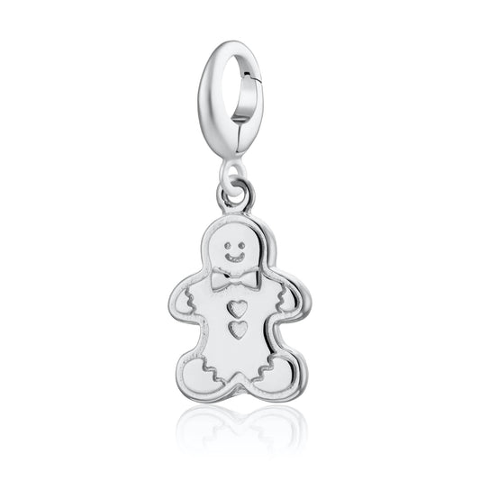 Silver Gingerbread Man Biscuit Charm |  Biscuit Charms | Lily Charmed