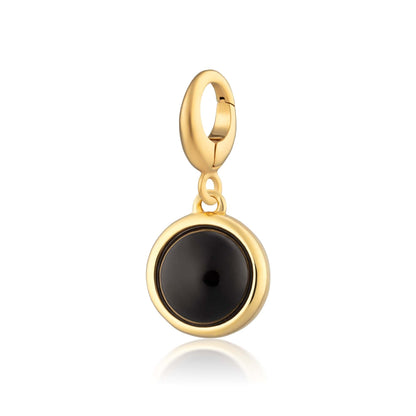 Gold Plated Black Onyx Protection Healing Stone Charm - Lily Charmed