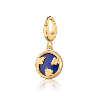 Gold Plated Blue Lapis Wisdom Healing Stone Charm - Lily Charmed