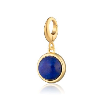 Gold Plated Blue Lapis Wisdom Healing Stone Charm - Lily Charmed