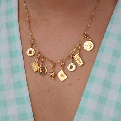 Gold Plated Bourbon Biscuit Charm on Necklace | Lily Charmed