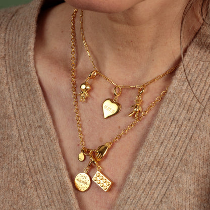 Engravable Gold Plated Heart Charm - Medium