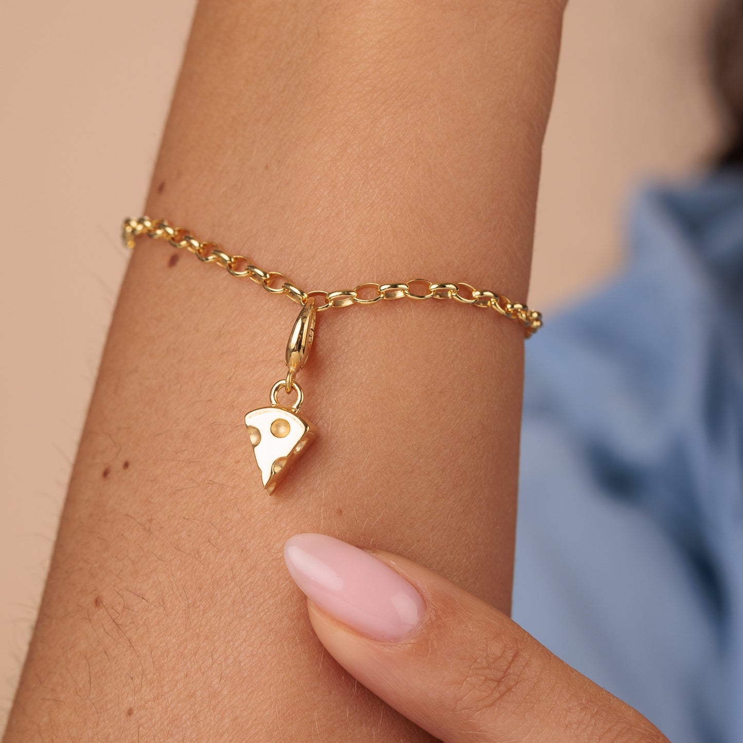 Gold Cheese Slice Charm