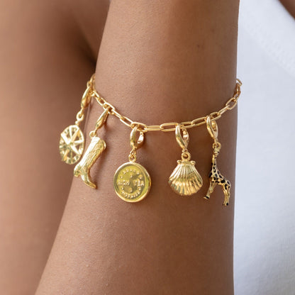 Gold Clam Shell Charm on Bracelet |Ocean Charms | Lily Charmed