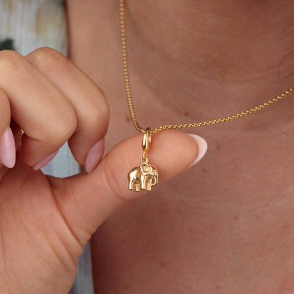 Gold Elephant Charm on Necklace | Animal Charm | Lily Charmed