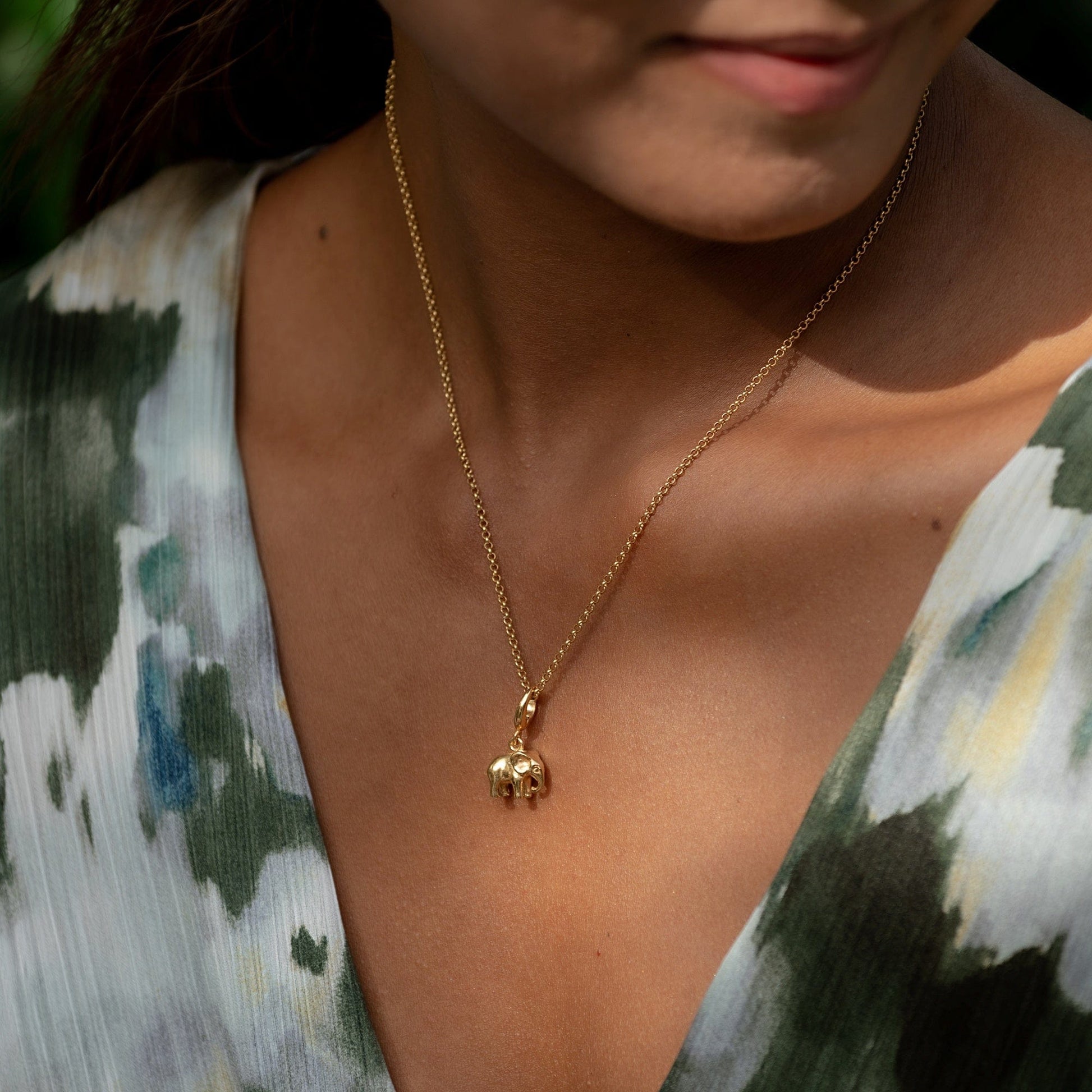 Gold Plated Elephant Charm Necklace | Animal Jewellery by Lily Charmed