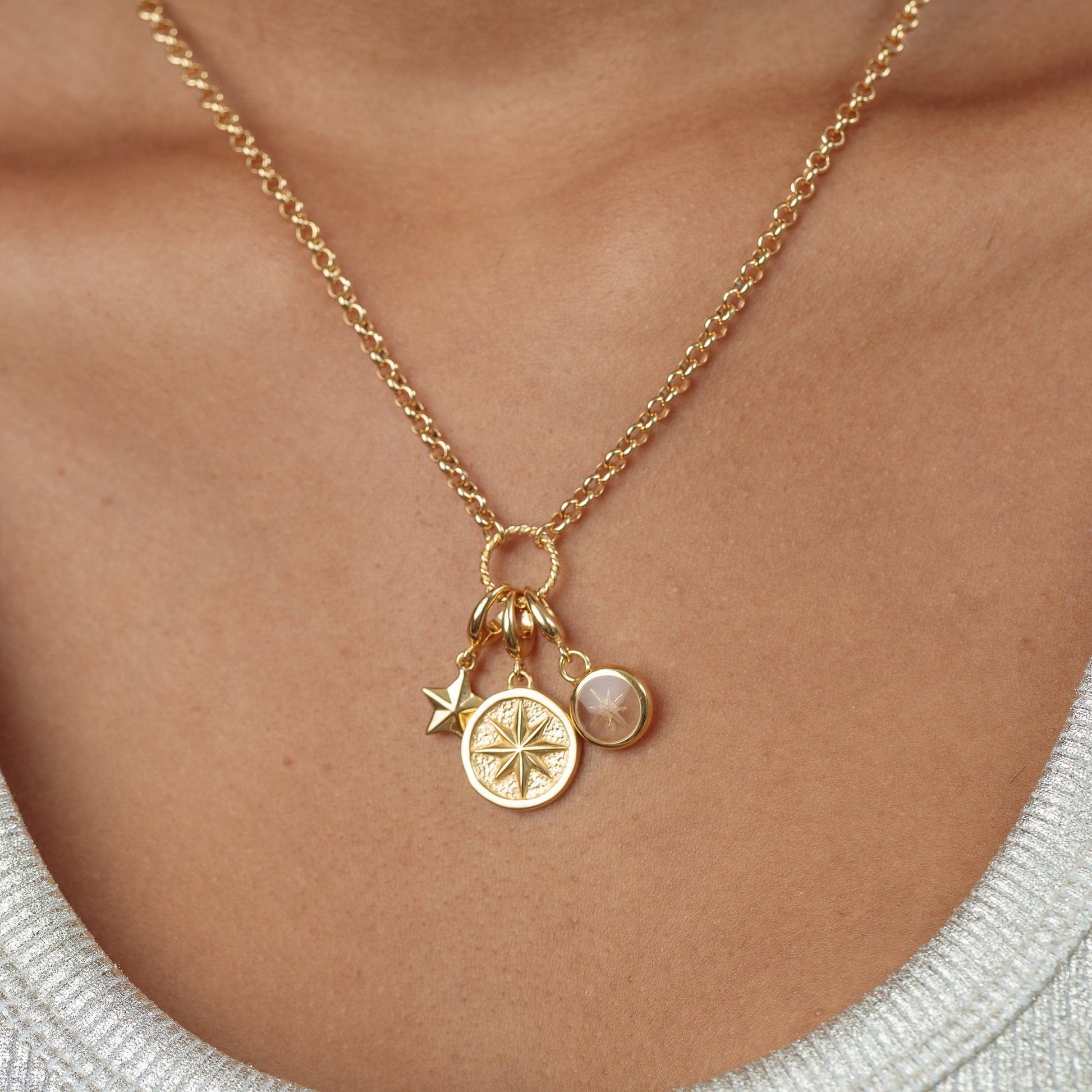 Gold Plated White Star Resin Capture Charm on Necklace | Lily Charmed