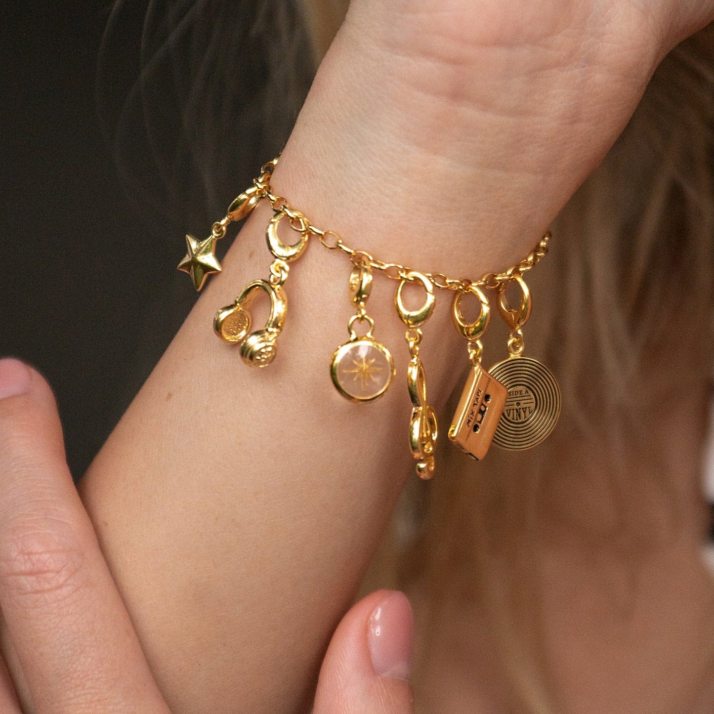 Gold Faceted Star Charm on Bracelet| Celestial Charm | Lily Charmed