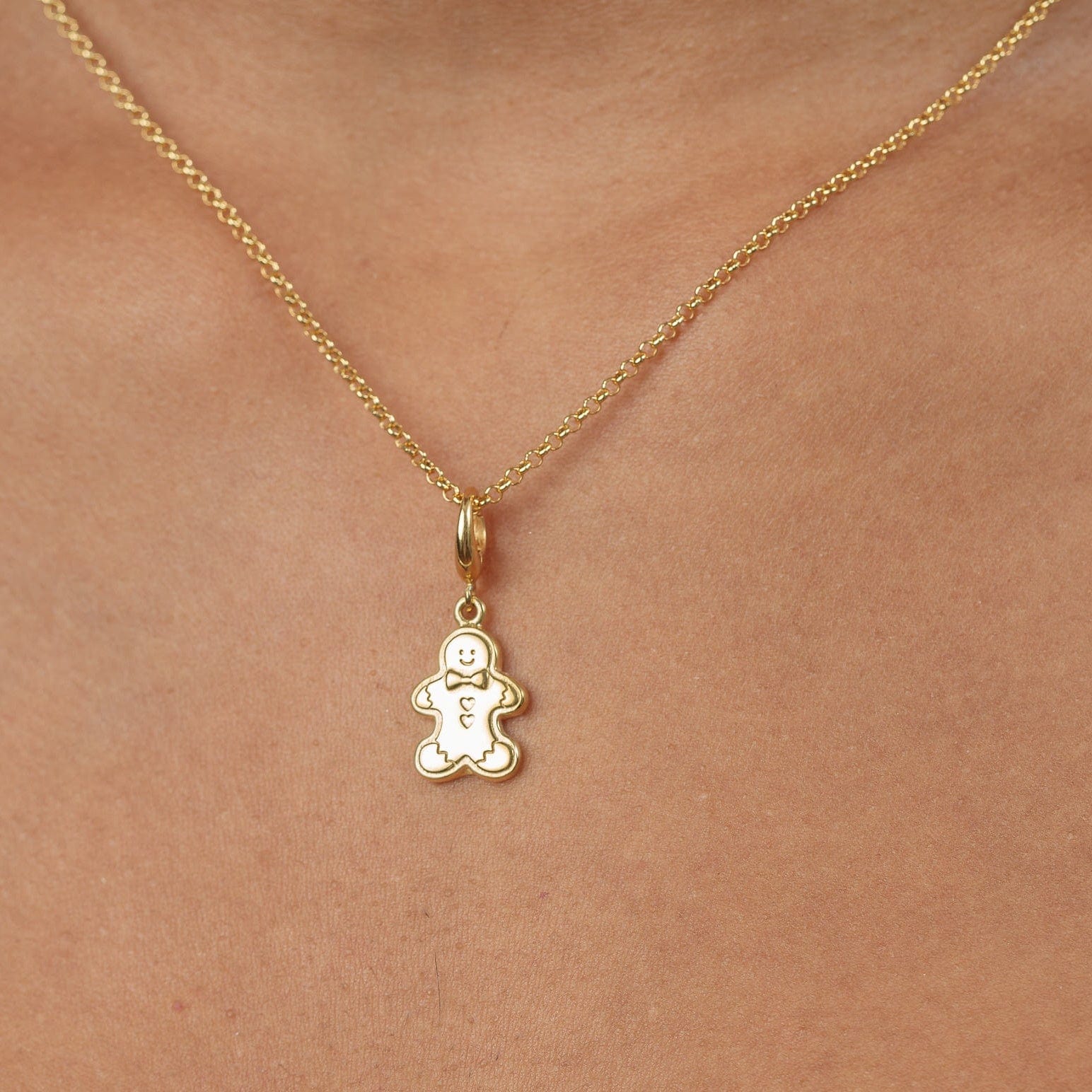 Gingerbread Man Charm on Necklace | Biscuit Charms | Lily Charmed