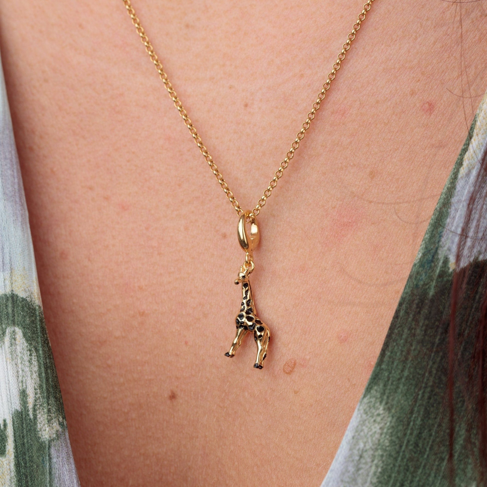 Gold Giraffe Charm on Necklace | Animal Charm | Lily Charmed