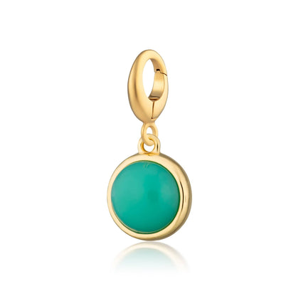 Gold Plated Green Chrysoprase Happiness Healing Stone Charm - Lily Charmed