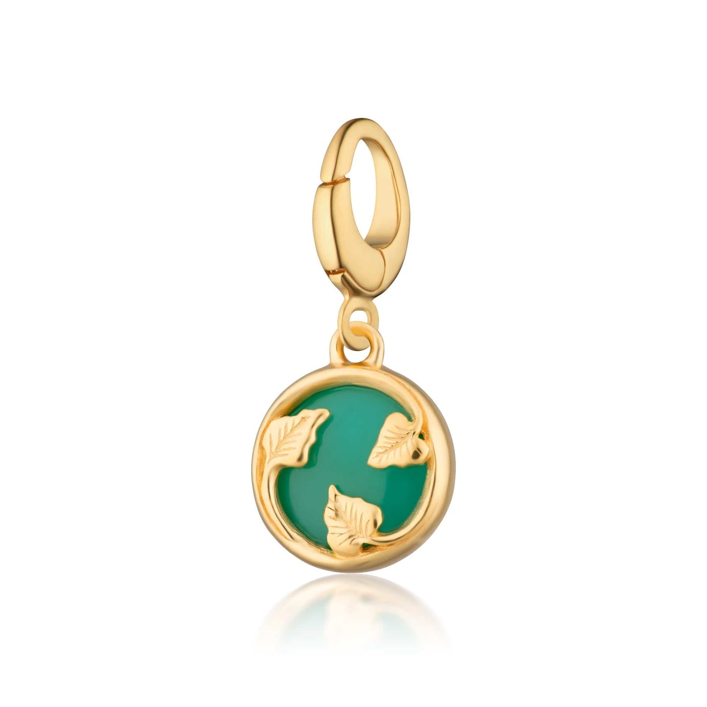 Gold Plated Green Chrysoprase Happiness Healing Stone Charm - Lily Charmed