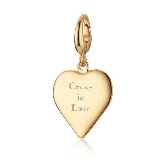 Engravable Gold Plated Heart Charm - Medium