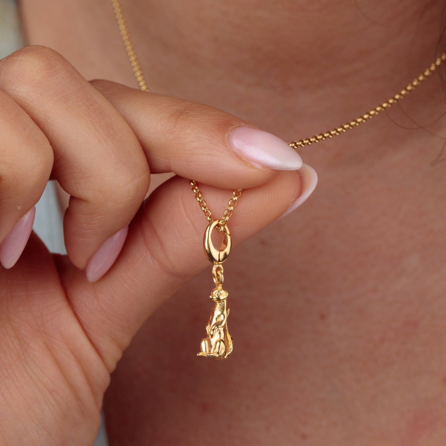 Gold Meerkat Charm on Charm Necklace by Lily Charmed