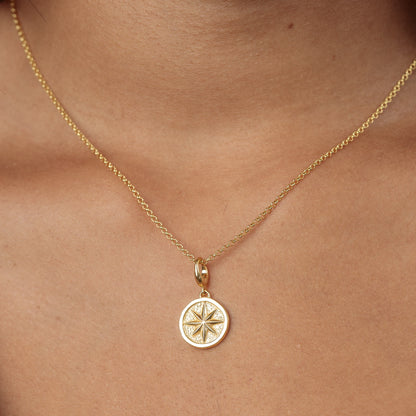 Engravable Gold Plated North Star Disc Charm