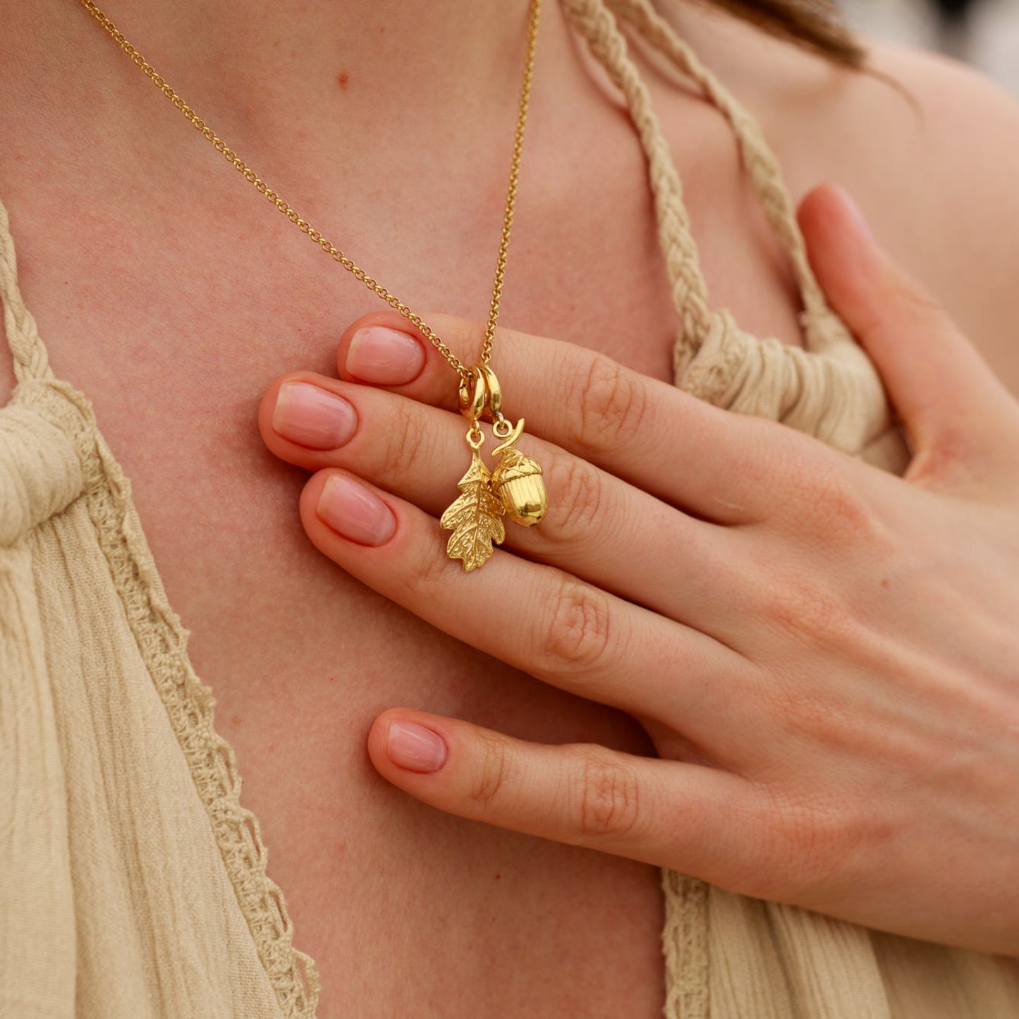 Gold Plated Oak Leaf Charm