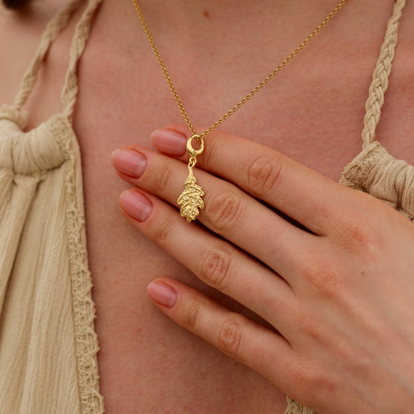 Gold Plated Oak Leaf Charm