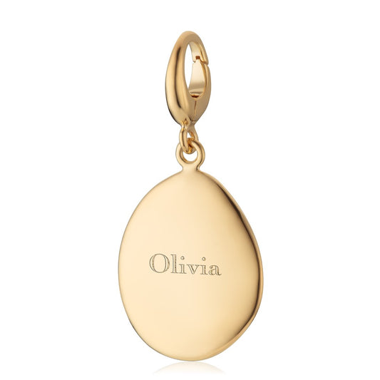Engravable Gold Plated Pebble Charm - Medium