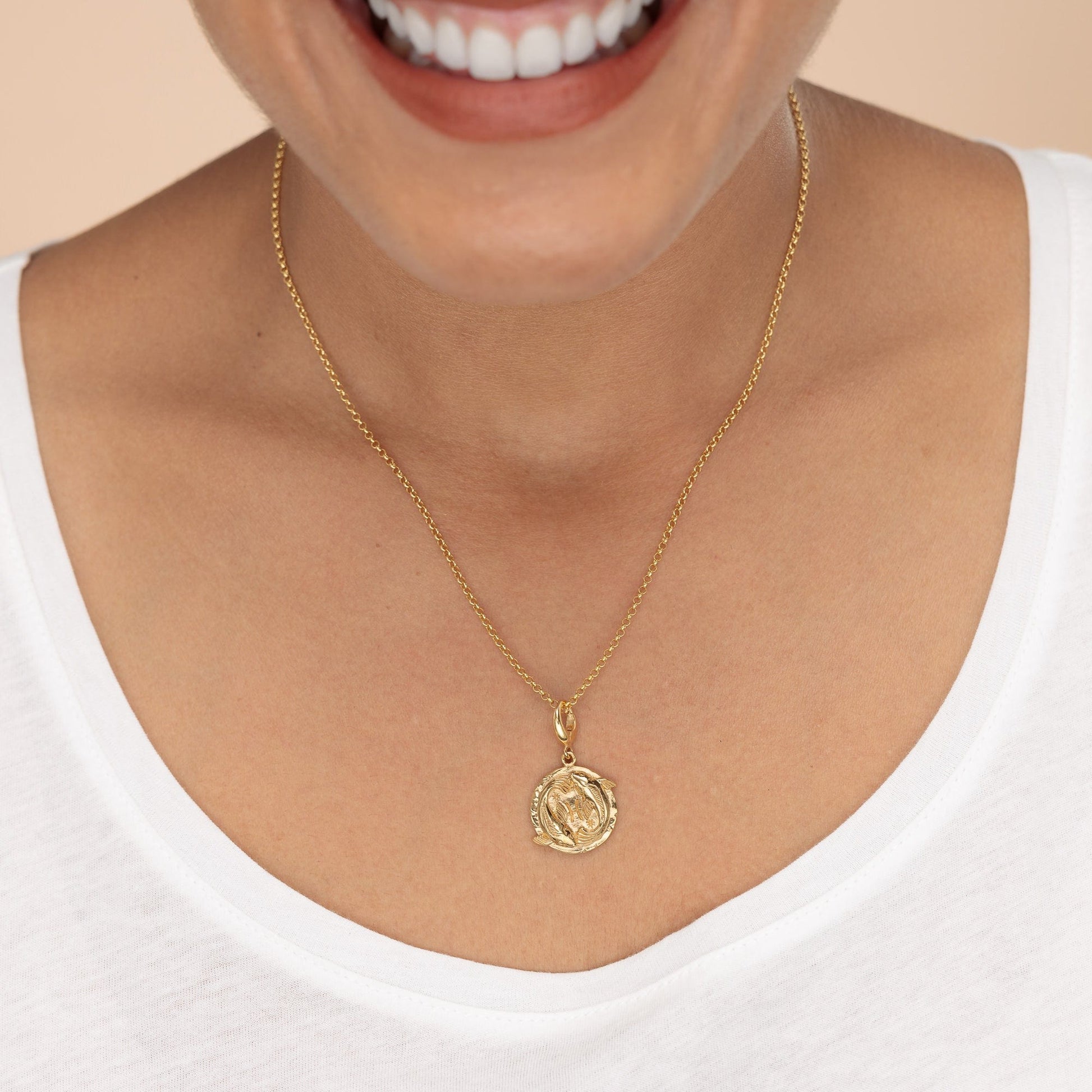 Gold Pisces Zodiac Charm Necklace by Lily Charmed