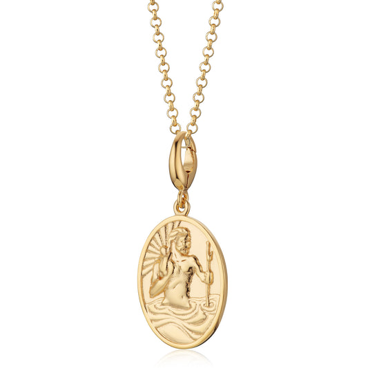 Engraved Gold Plated St Christopher Necklace