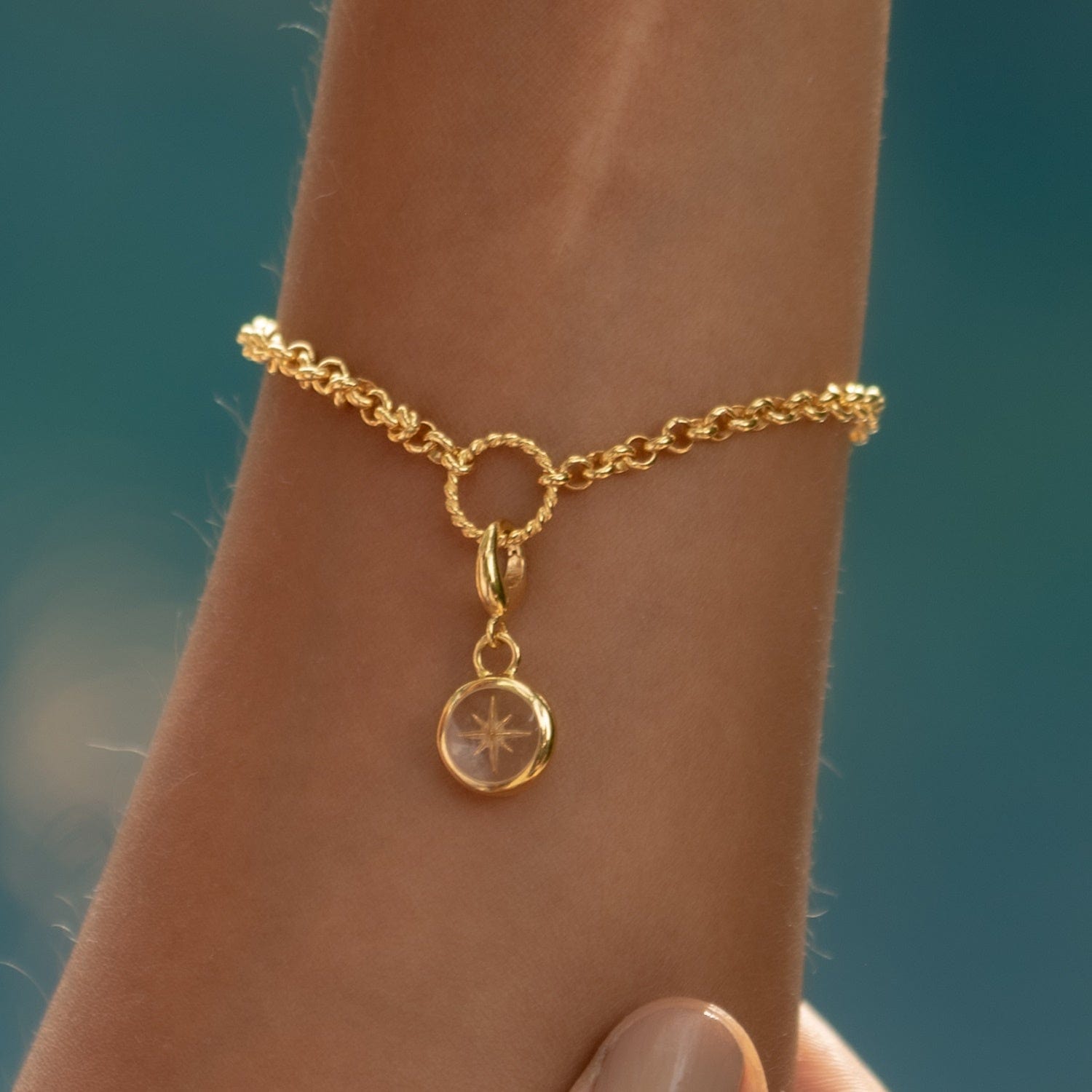 Gold Plated White Star Resin Capture Charm on Bracelet | Lily Charmed