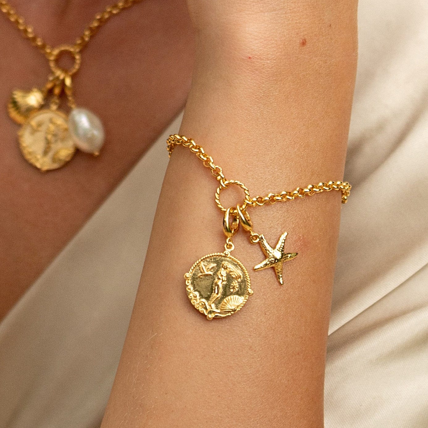 Gold Plated Starfish Charm on Bracelet Lily Charmed