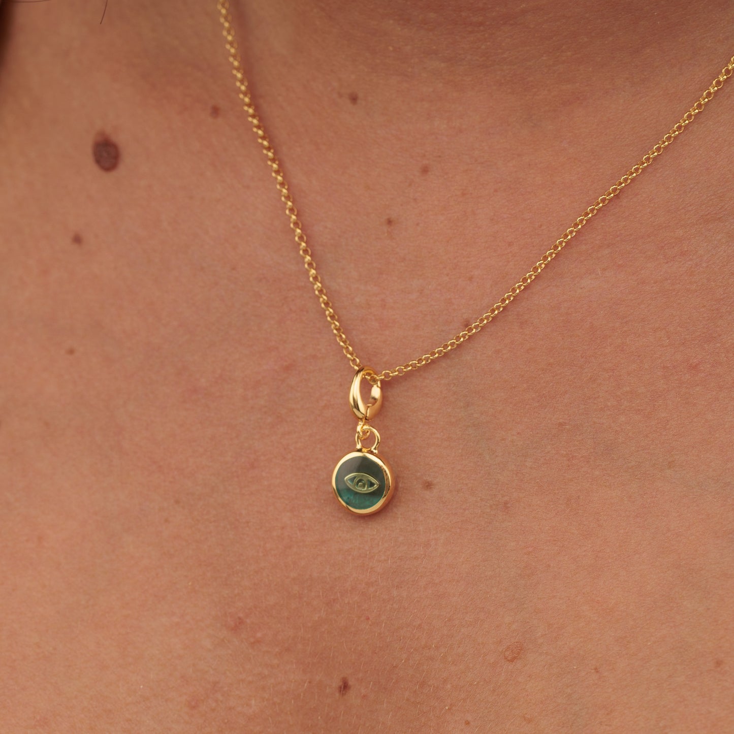 Gold Plated Turquoise Eye Resin Capture Charm
