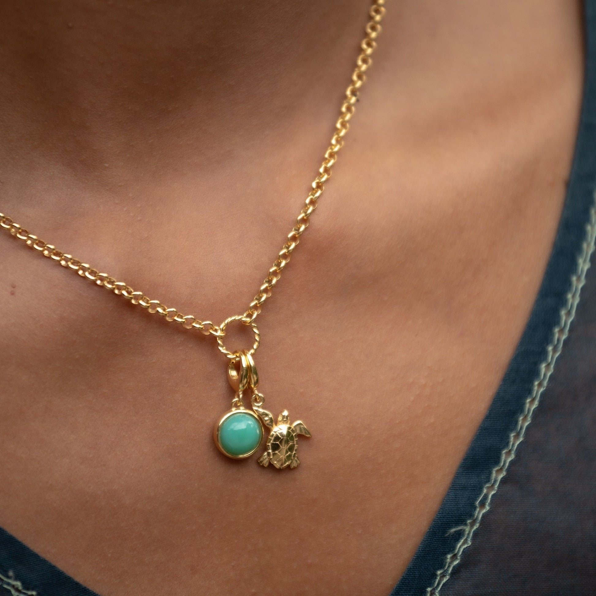 Gold Plated Turtle Charm on Necklace | Ocean Charms | Lily Charmed