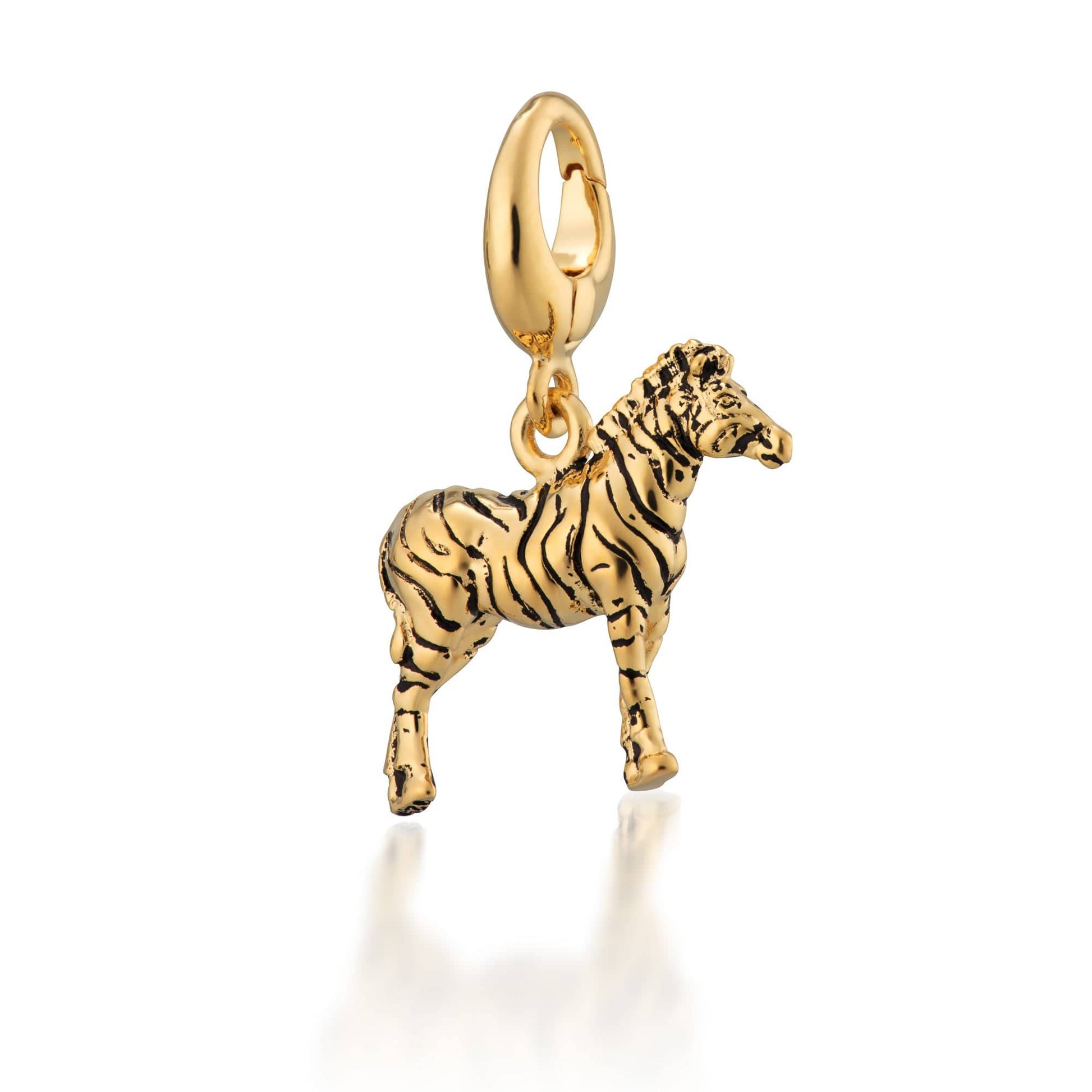 Gold Plated Zebra Charm for Charm Bracelet or Necklace by Lily Charmed