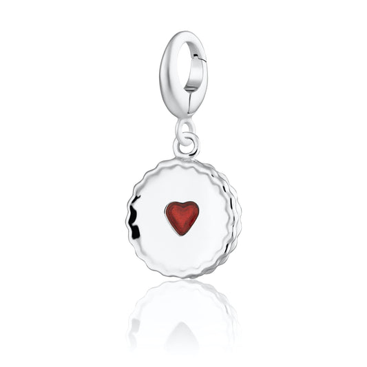 Silver Jammie Dodger Biscuit Charm Front View | Lily Charmed