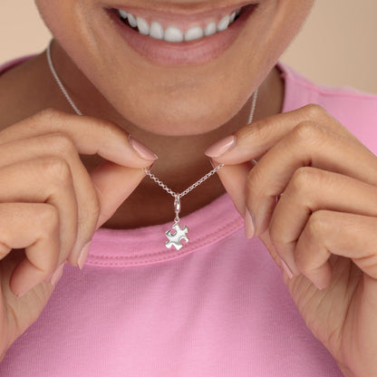 Silver Jigsaw Charm Necklace by Lily Charmed