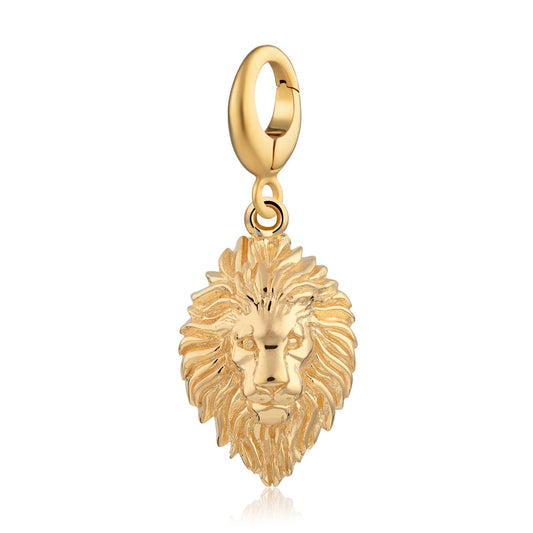 Gold Plated Lion Head Leo Zodiac Charm - Lily Charmed