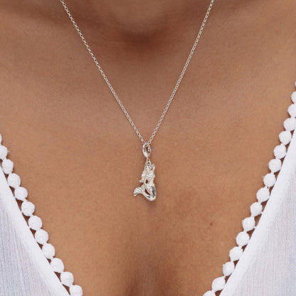 Silver 3D Mermaid Charm on Necklace - Lily Charmed