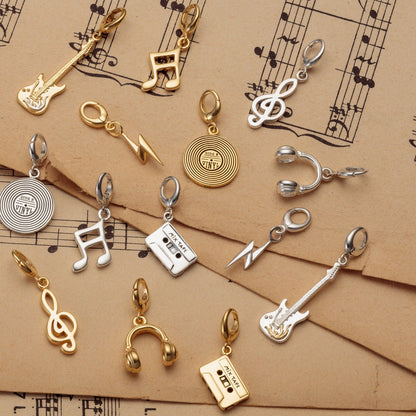 Gold Plated Vinyl Record Charm with Music Themed Charms | Lily Charmed