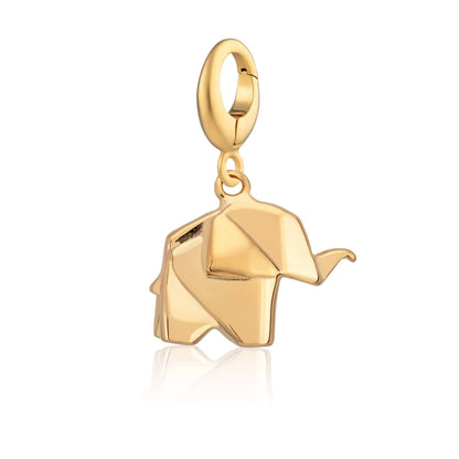 Gold Plated Origami Elephant Charm| Animal Charms | Lily Charmed