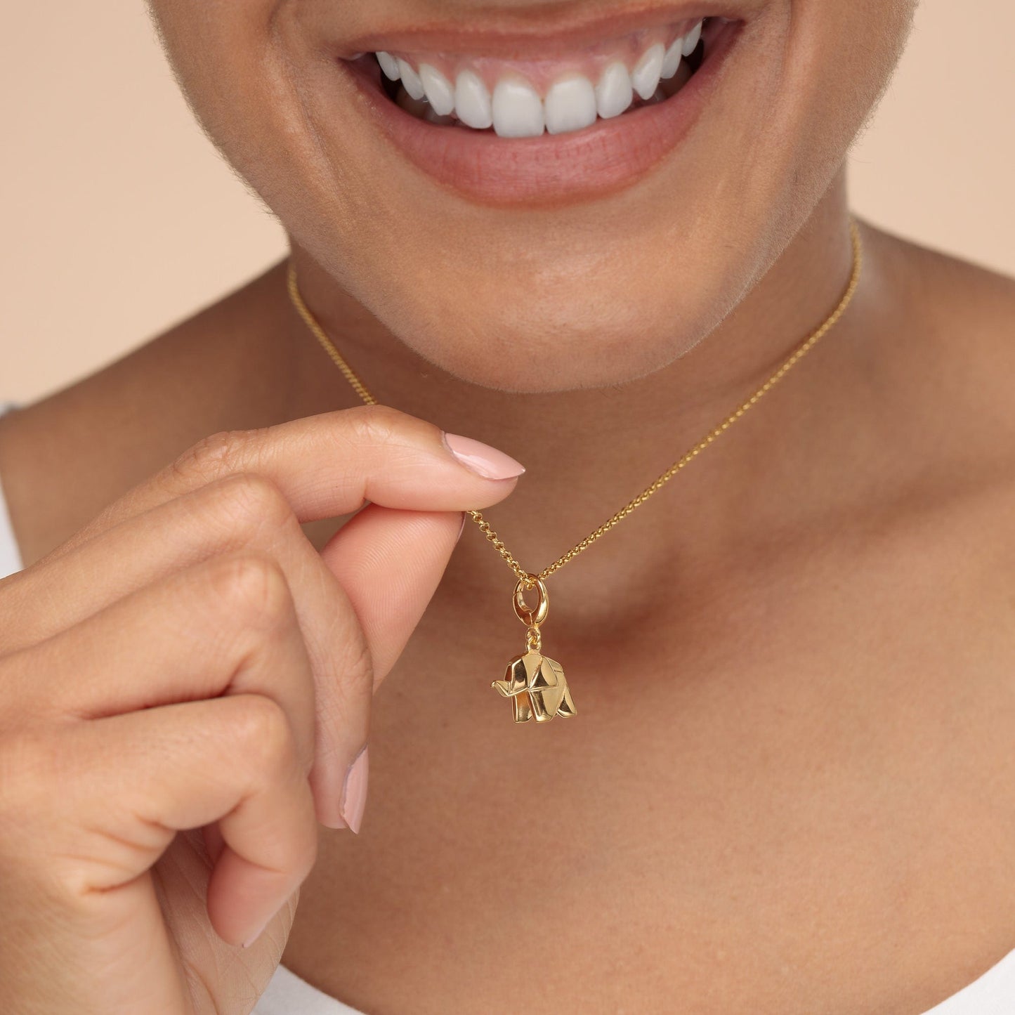 Gold Origami Elephant Charm Necklace - Lily Charmed