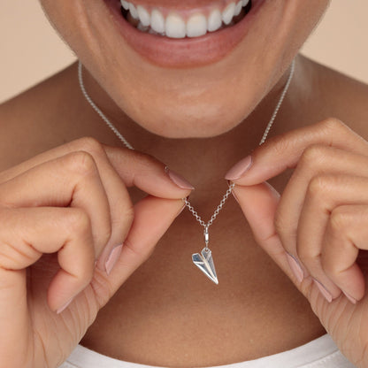 Silver Paper Plane Charm Necklace by Lily Charmed