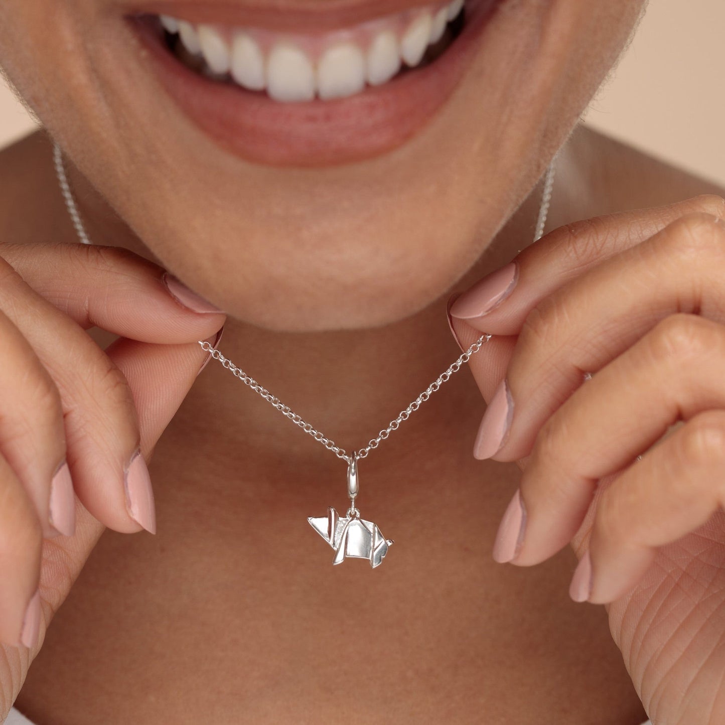 Silver Origami Pig Charm Necklace - Lily Charmed