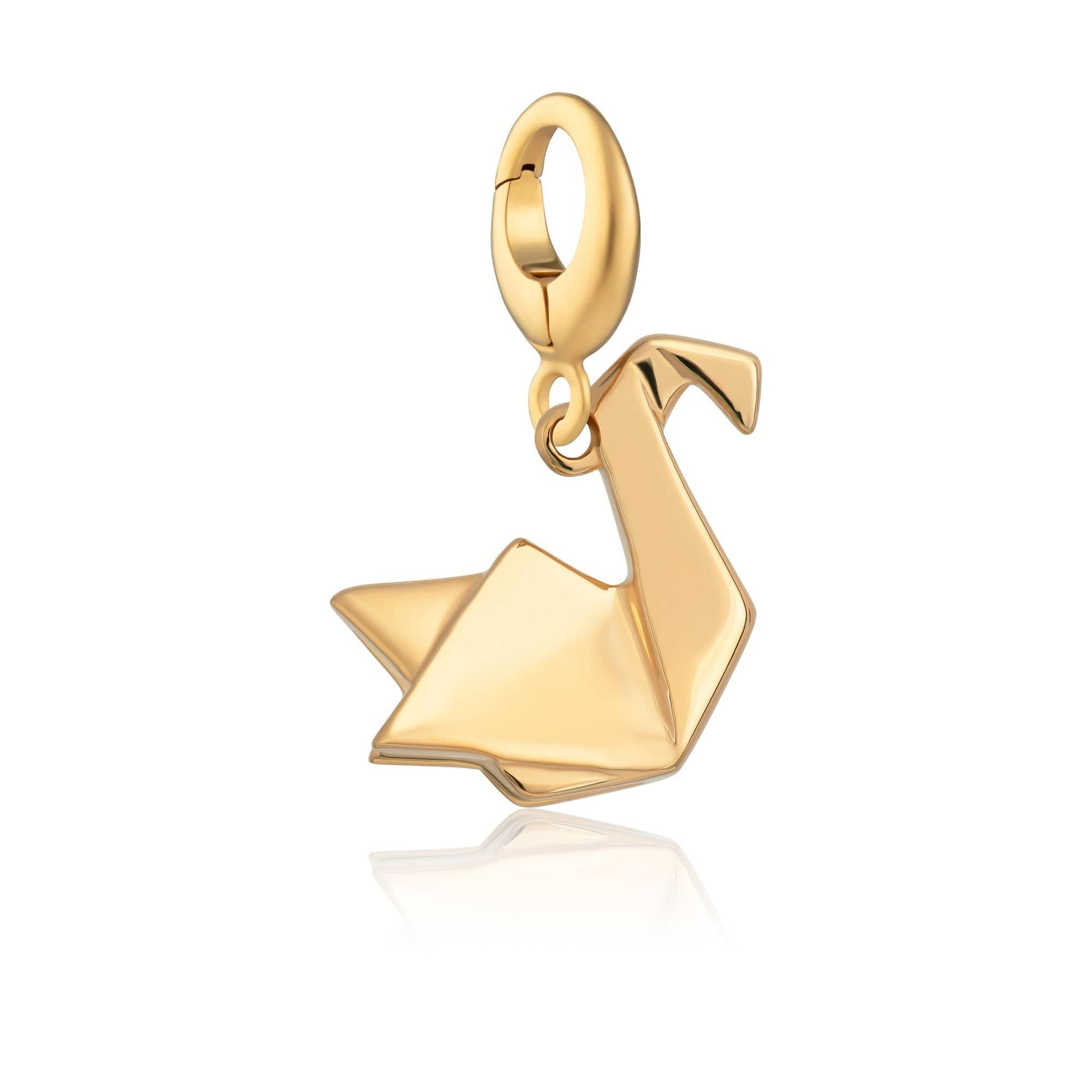 Gold Plated Origami Swan Charm | First Anniversary Gifts | Lily Charmed