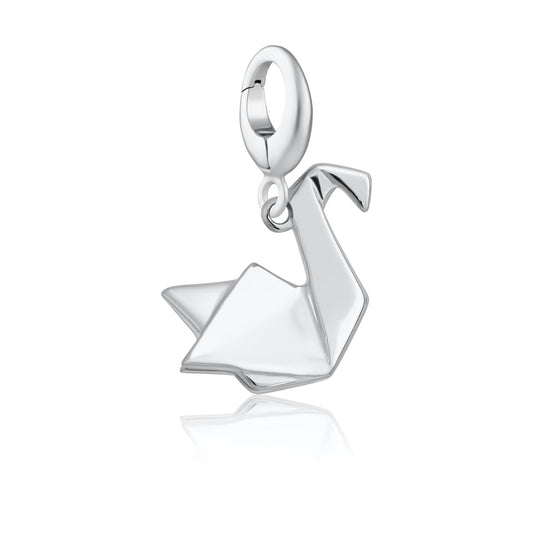 Silver Origami Swan Charm | First Anniversary Gifts by Lily Charmed