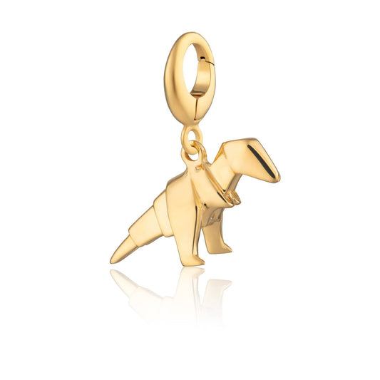 Gold Origami T-Rex Dinosaur Charm by Lily Charmed