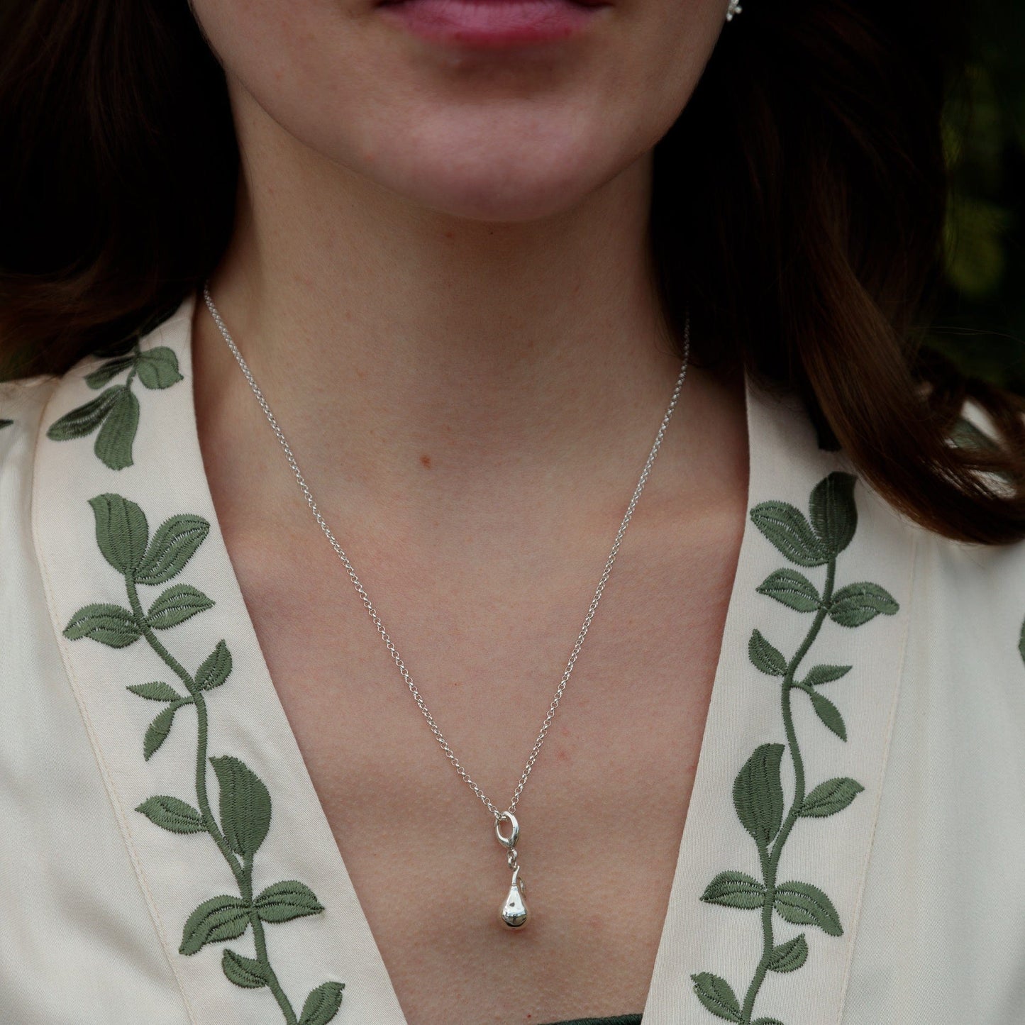 Silver Pear Fruit Charm on Necklace - Lily Charmed