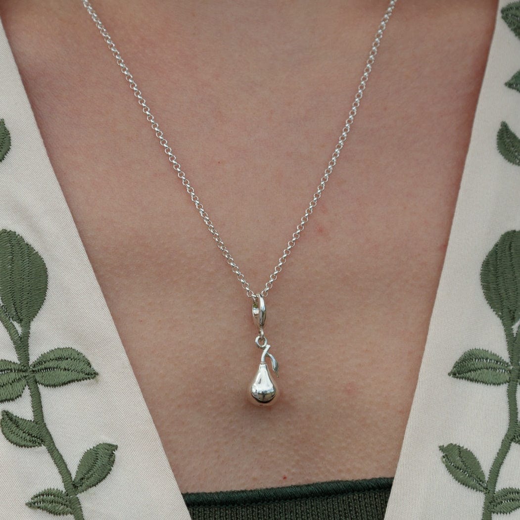 Silver Pear Fruit Charm on Necklace - Lily Charmed