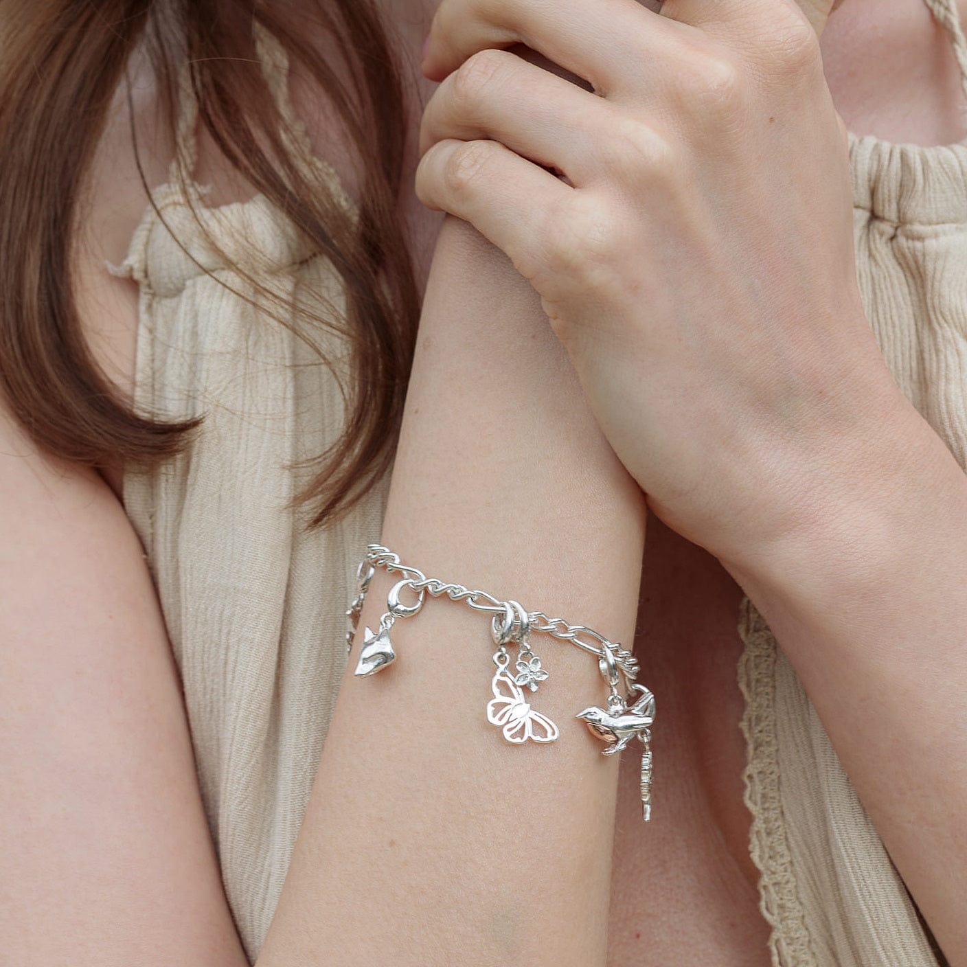 Silver Robin Charm on Bracelet | Bird Charm | Lily Charmed